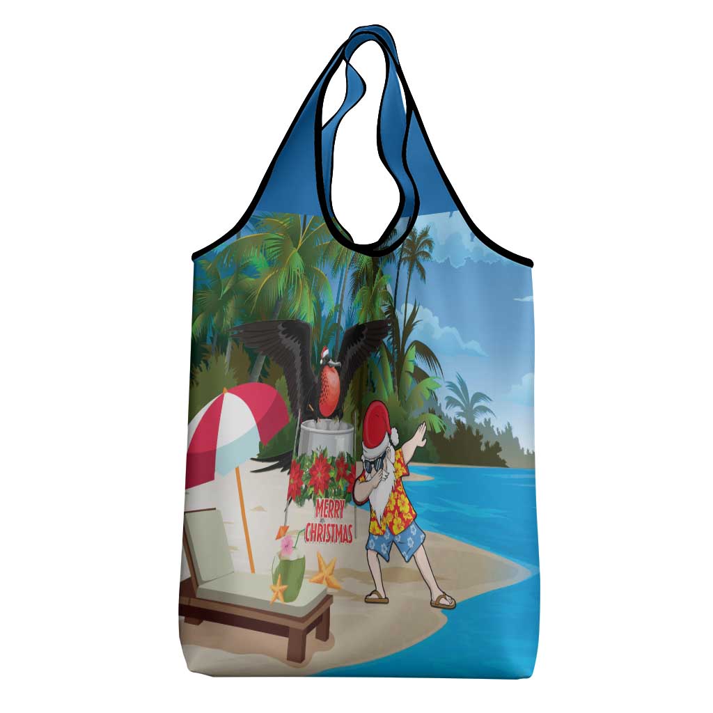 Antigua And Barbuda Christmas Grocery Bag Magnificent Frigatebird Dabbing Santa - Wonder Print Shop