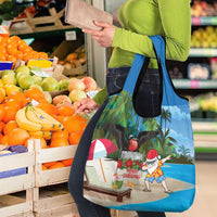 Antigua And Barbuda Christmas Grocery Bag Magnificent Frigatebird Dabbing Santa - Wonder Print Shop