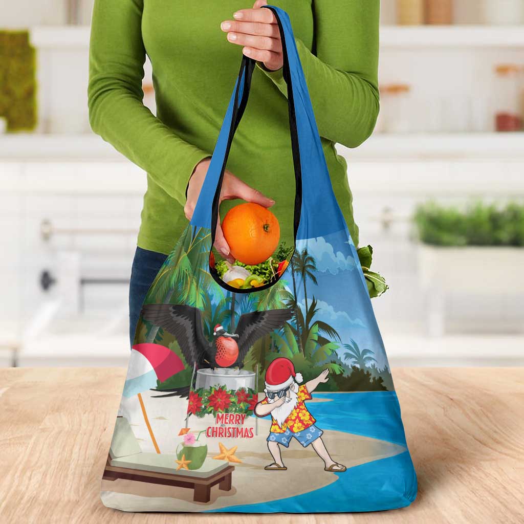 Antigua And Barbuda Christmas Grocery Bag Magnificent Frigatebird Dabbing Santa - Wonder Print Shop