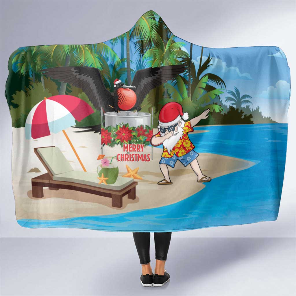 Antigua And Barbuda Christmas Hooded Blanket Magnificent Frigatebird Dabbing Santa - Wonder Print Shop