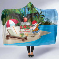 Antigua And Barbuda Christmas Hooded Blanket Magnificent Frigatebird Dabbing Santa - Wonder Print Shop