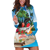 Antigua And Barbuda Christmas Hoodie Dress Magnificent Frigatebird Dabbing Santa - Wonder Print Shop
