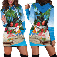 Antigua And Barbuda Christmas Hoodie Dress Magnificent Frigatebird Dabbing Santa - Wonder Print Shop