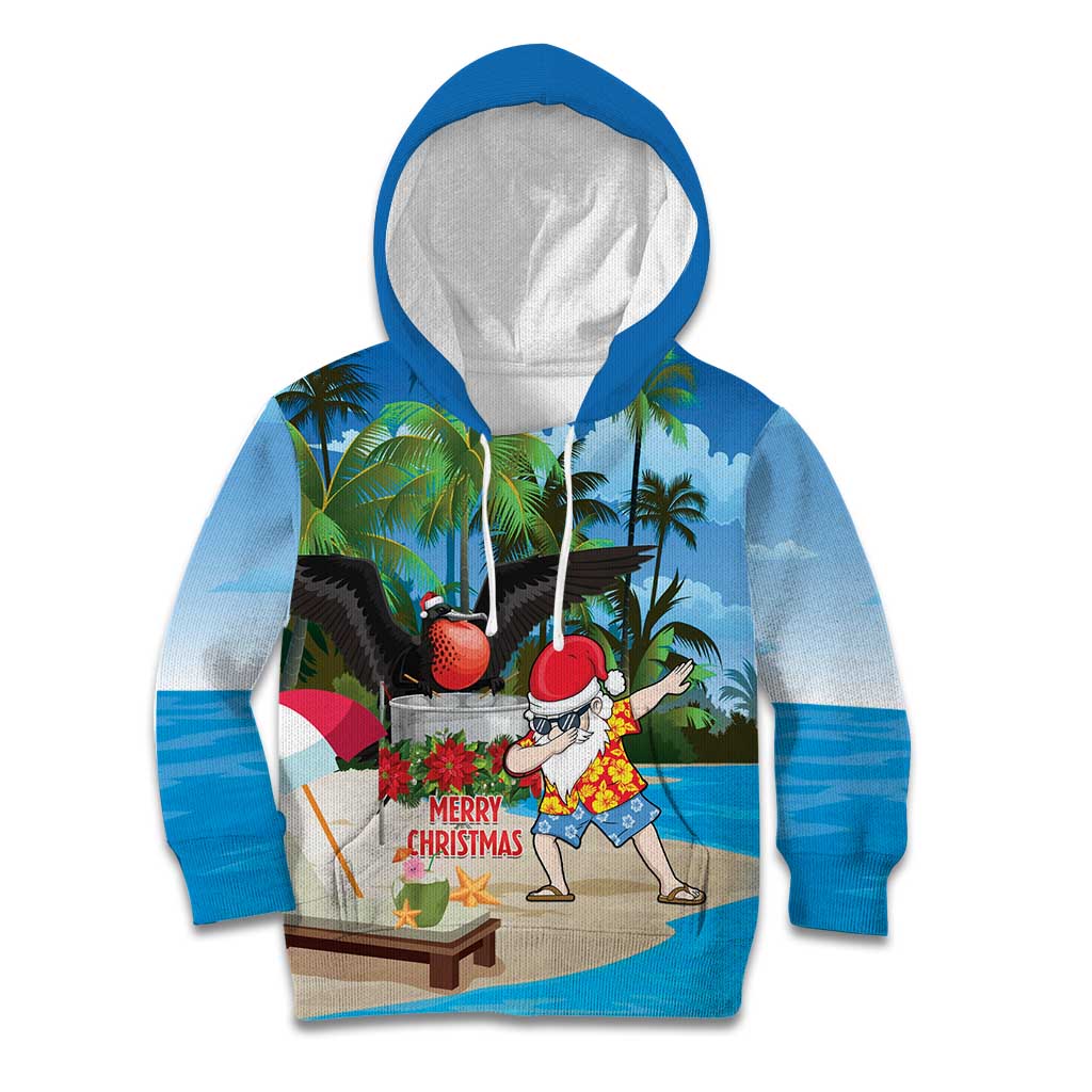 Antigua And Barbuda Christmas Kid Hoodie Magnificent Frigatebird Dabbing Santa - Wonder Print Shop