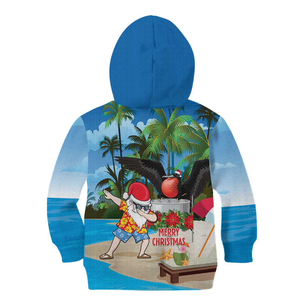 Antigua And Barbuda Christmas Kid Hoodie Magnificent Frigatebird Dabbing Santa - Wonder Print Shop