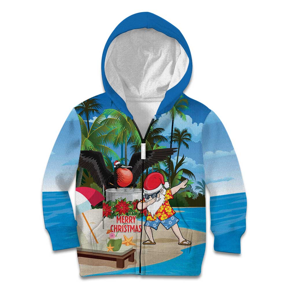 Antigua And Barbuda Christmas Kid Hoodie Magnificent Frigatebird Dabbing Santa - Wonder Print Shop