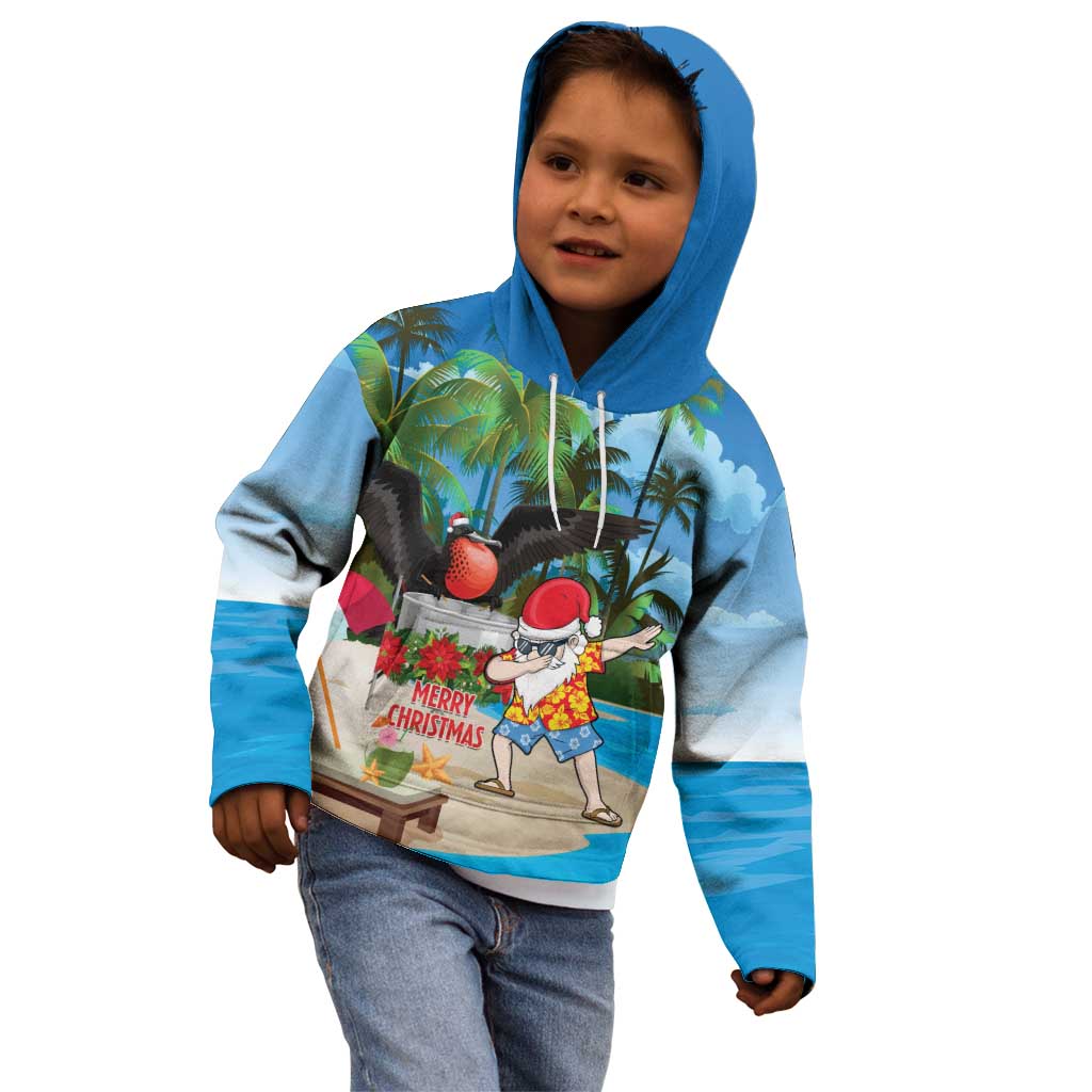 Antigua And Barbuda Christmas Kid Hoodie Magnificent Frigatebird Dabbing Santa - Wonder Print Shop