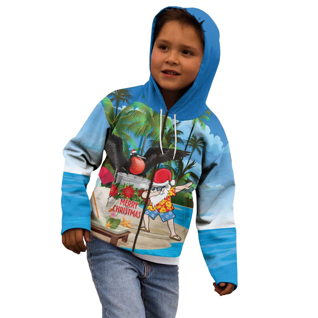 Antigua And Barbuda Christmas Kid Hoodie Magnificent Frigatebird Dabbing Santa - Wonder Print Shop