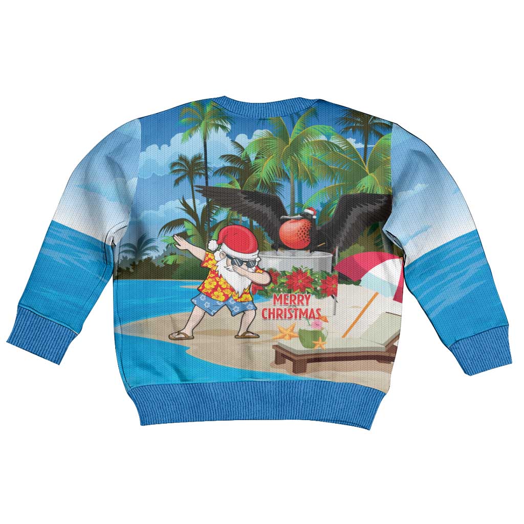 Antigua And Barbuda Christmas Kid Ugly Christmas Sweater Magnificent Frigatebird Dabbing Santa - Wonder Print Shop