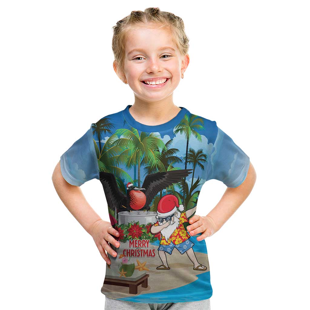 Antigua And Barbuda Christmas Kid T Shirt Magnificent Frigatebird Dabbing Santa - Wonder Print Shop