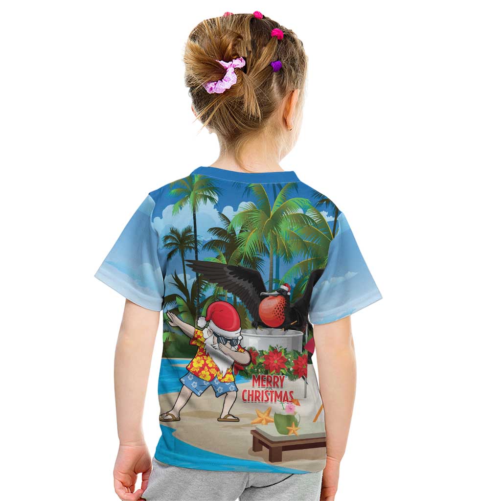 Antigua And Barbuda Christmas Kid T Shirt Magnificent Frigatebird Dabbing Santa - Wonder Print Shop