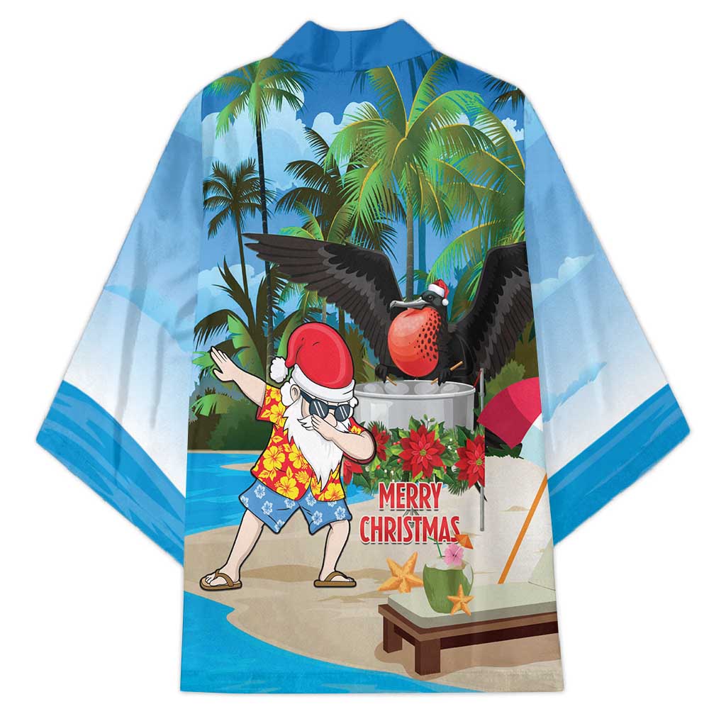 Antigua And Barbuda Christmas Kimono Magnificent Frigatebird Dabbing Santa - Wonder Print Shop