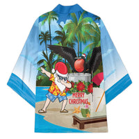 Antigua And Barbuda Christmas Kimono Magnificent Frigatebird Dabbing Santa - Wonder Print Shop