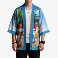 Antigua And Barbuda Christmas Kimono Magnificent Frigatebird Dabbing Santa - Wonder Print Shop