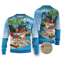 Antigua And Barbuda Christmas Ugly Christmas Sweater Magnificent Frigatebird Dabbing Santa - Wonder Print Shop