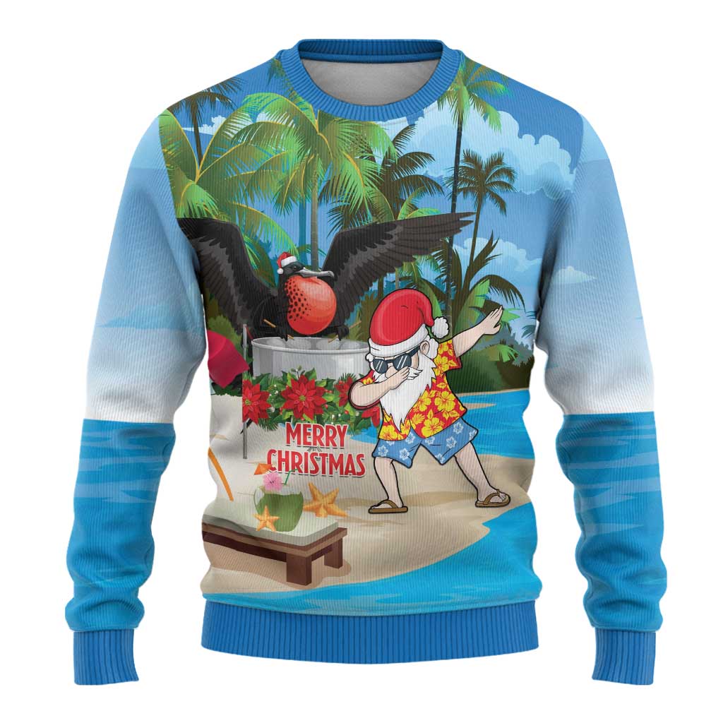 Antigua And Barbuda Christmas Ugly Christmas Sweater Magnificent Frigatebird Dabbing Santa - Wonder Print Shop