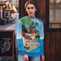 Antigua And Barbuda Christmas Ugly Christmas Sweater Magnificent Frigatebird Dabbing Santa - Wonder Print Shop