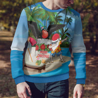 Antigua And Barbuda Christmas Ugly Christmas Sweater Magnificent Frigatebird Dabbing Santa - Wonder Print Shop
