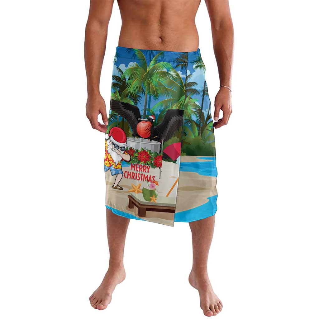 Antigua And Barbuda Christmas Lavalava Magnificent Frigatebird Dabbing Santa - Wonder Print Shop