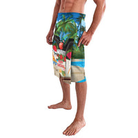 Antigua And Barbuda Christmas Lavalava Magnificent Frigatebird Dabbing Santa - Wonder Print Shop