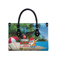Antigua And Barbuda Christmas Leather Bag Magnificent Frigatebird Dabbing Santa - Wonder Print Shop