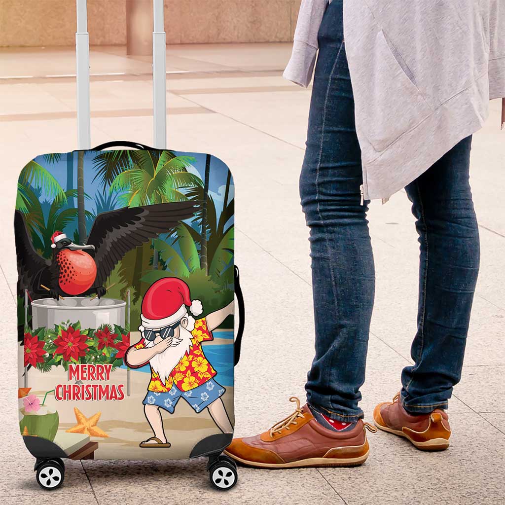 Antigua And Barbuda Christmas Luggage Cover Magnificent Frigatebird Dabbing Santa - Wonder Print Shop