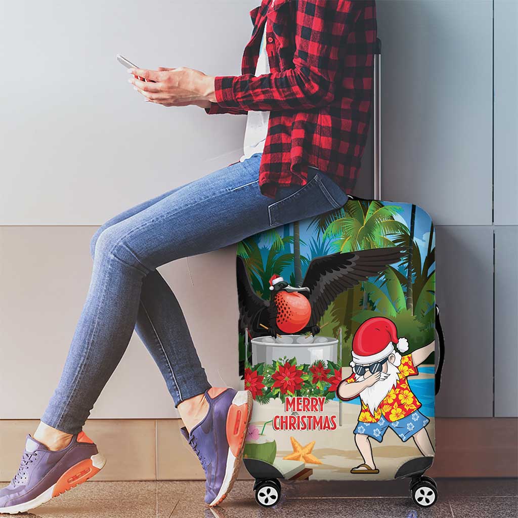Antigua And Barbuda Christmas Luggage Cover Magnificent Frigatebird Dabbing Santa - Wonder Print Shop