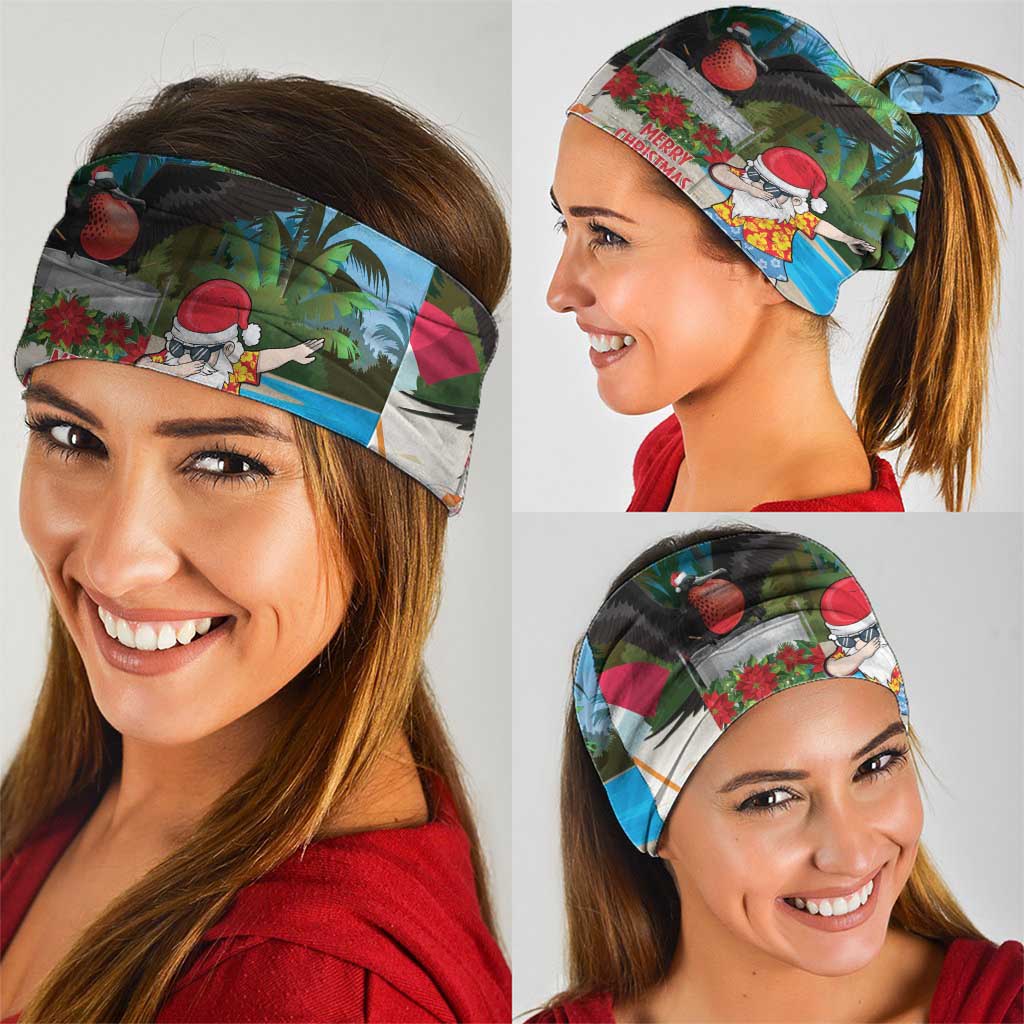 Antigua And Barbuda Christmas Neck Gaiter Magnificent Frigatebird Dabbing Santa - Wonder Print Shop