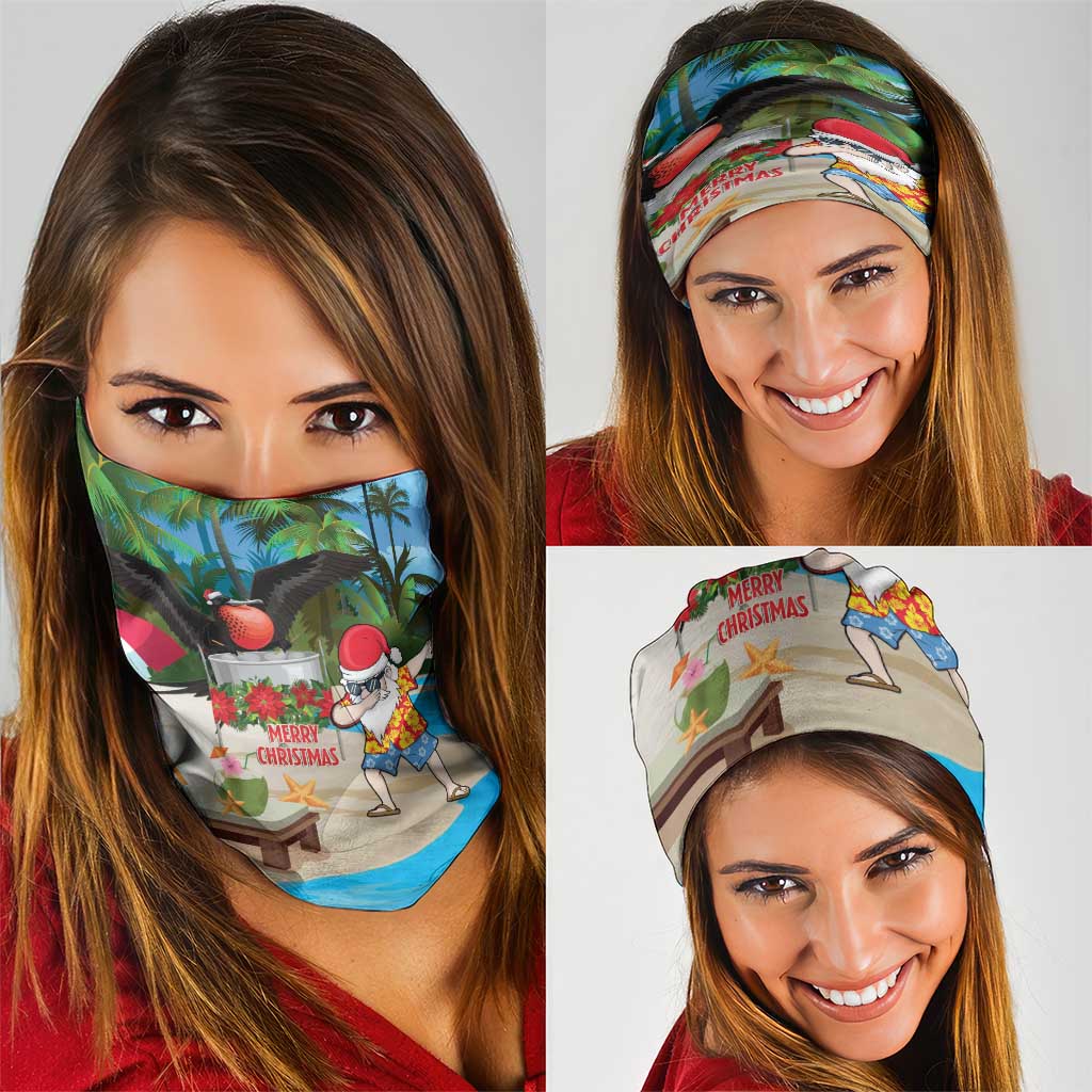 Antigua And Barbuda Christmas Neck Gaiter Magnificent Frigatebird Dabbing Santa - Wonder Print Shop