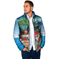 Antigua And Barbuda Christmas Padded Jacket Magnificent Frigatebird Dabbing Santa - Wonder Print Shop