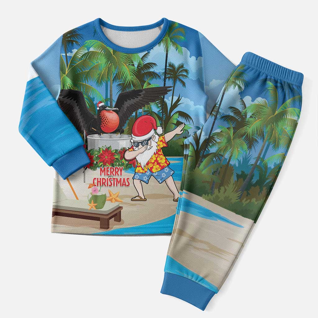 Antigua And Barbuda Christmas Pajama Set Magnificent Frigatebird Dabbing Santa - Wonder Print Shop