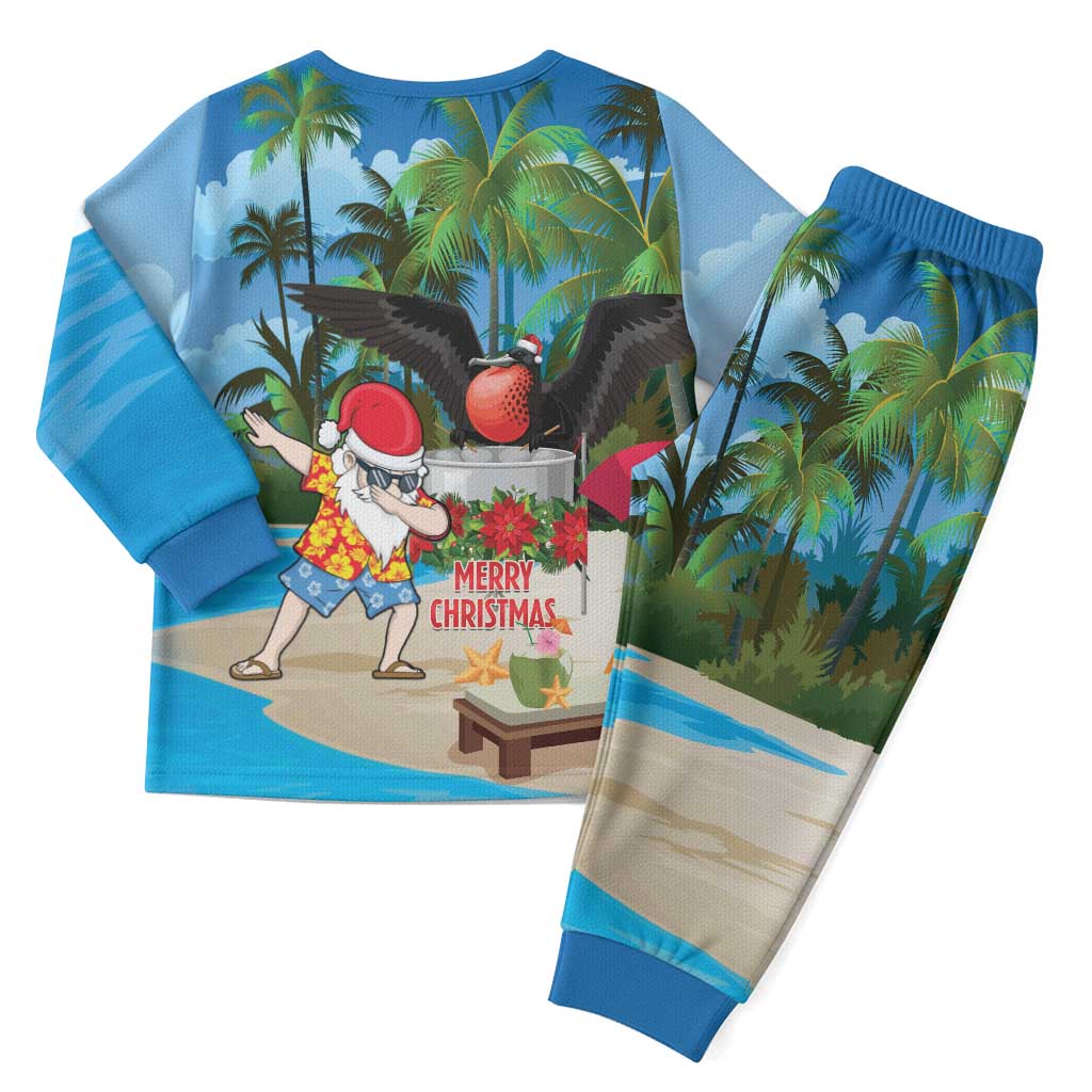 Antigua And Barbuda Christmas Pajama Set Magnificent Frigatebird Dabbing Santa - Wonder Print Shop