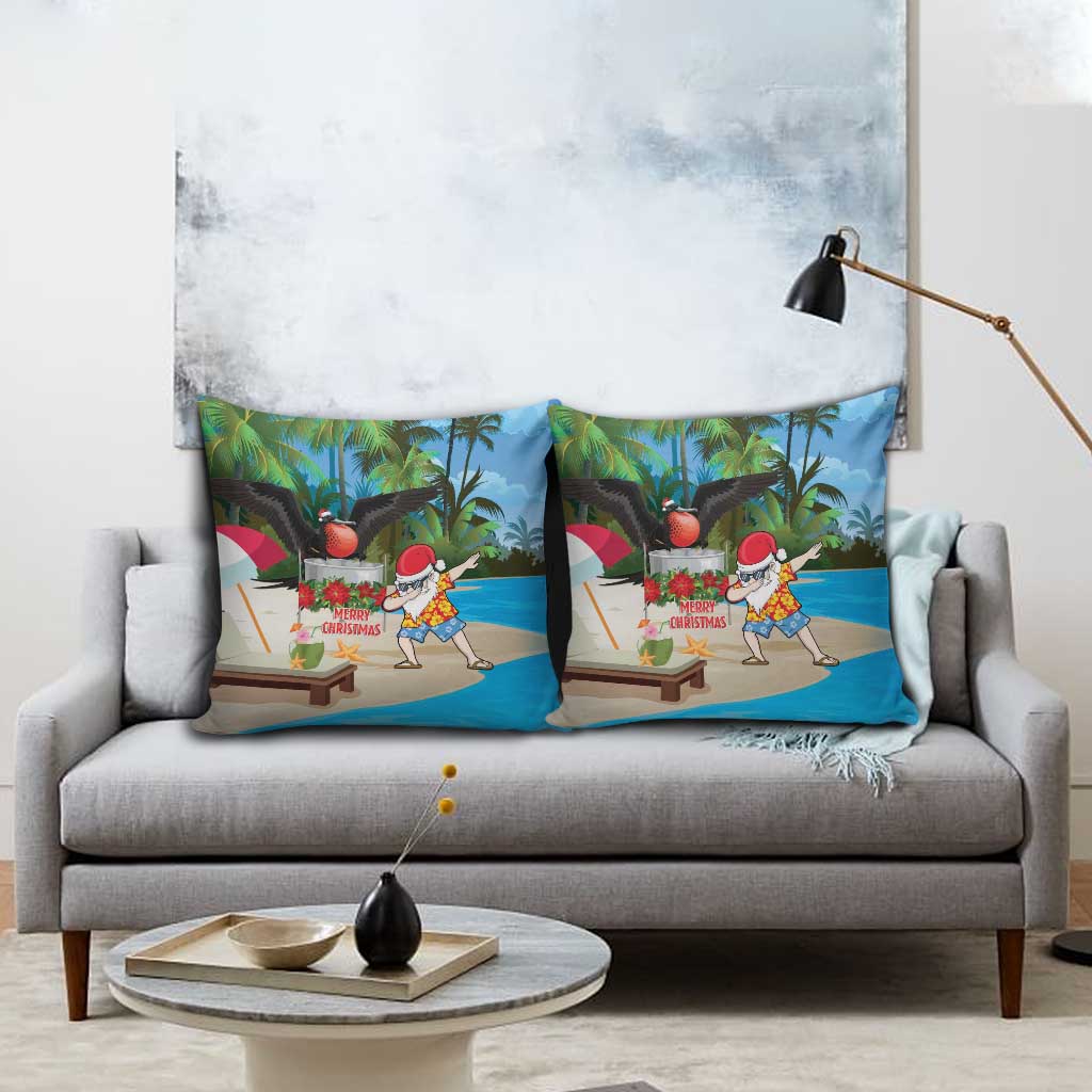 Antigua And Barbuda Christmas Pillow Cover Magnificent Frigatebird Dabbing Santa - Wonder Print Shop