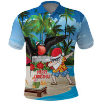 Antigua And Barbuda Christmas Polo Shirt Magnificent Frigatebird Dabbing Santa - Wonder Print Shop