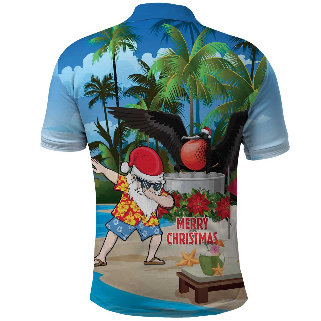 Antigua And Barbuda Christmas Polo Shirt Magnificent Frigatebird Dabbing Santa - Wonder Print Shop