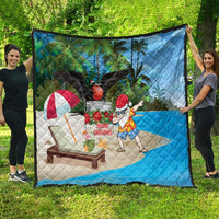 Antigua And Barbuda Christmas Quilt Magnificent Frigatebird Dabbing Santa - Wonder Print Shop