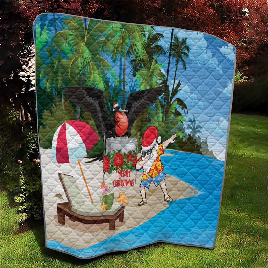 Antigua And Barbuda Christmas Quilt Magnificent Frigatebird Dabbing Santa - Wonder Print Shop