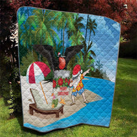 Antigua And Barbuda Christmas Quilt Magnificent Frigatebird Dabbing Santa - Wonder Print Shop