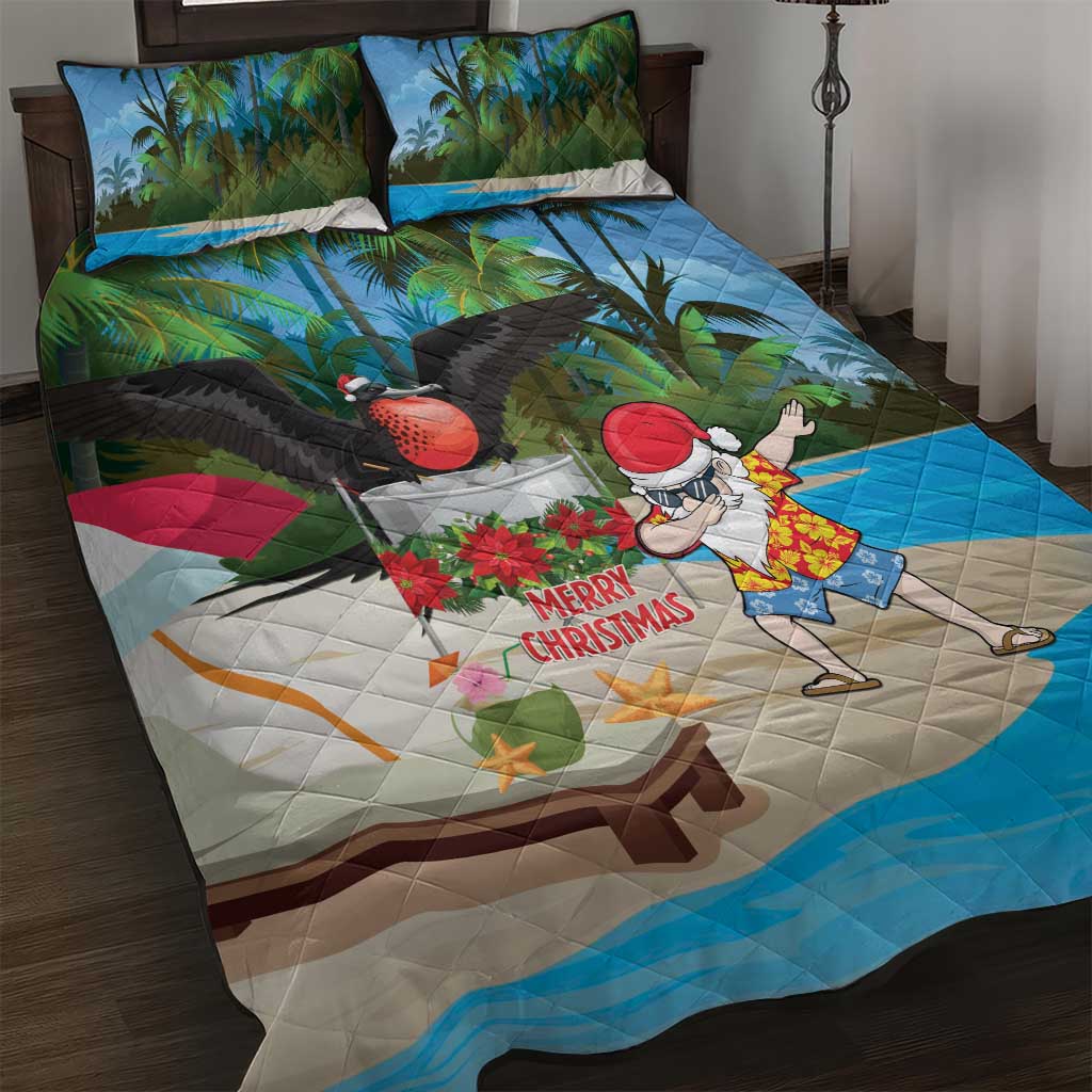 Antigua And Barbuda Christmas Quilt Bed Set Magnificent Frigatebird Dabbing Santa - Wonder Print Shop