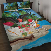 Antigua And Barbuda Christmas Quilt Bed Set Magnificent Frigatebird Dabbing Santa - Wonder Print Shop