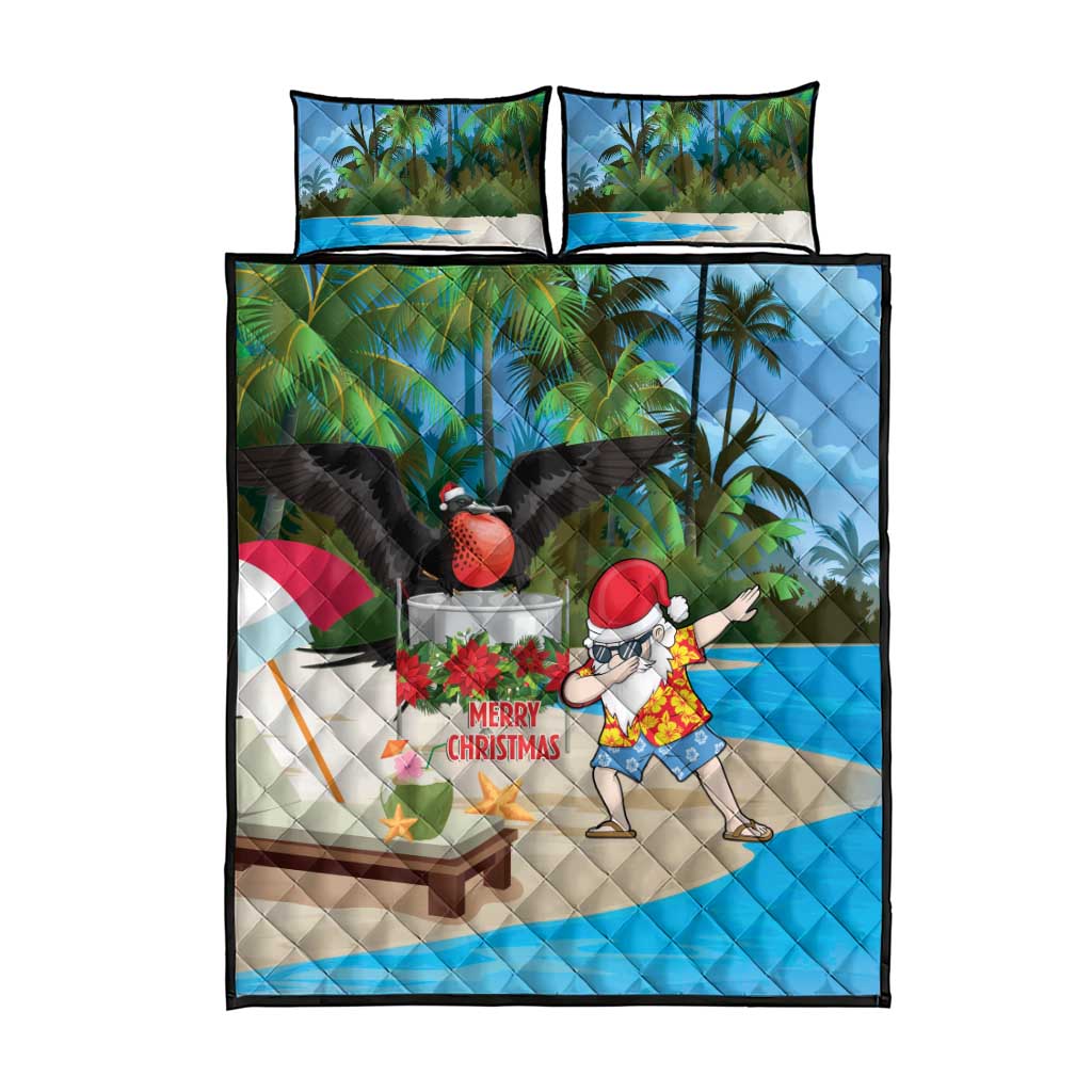 Antigua And Barbuda Christmas Quilt Bed Set Magnificent Frigatebird Dabbing Santa - Wonder Print Shop