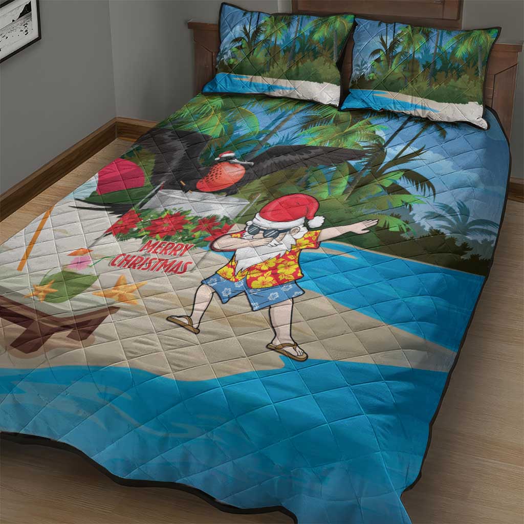 Antigua And Barbuda Christmas Quilt Bed Set Magnificent Frigatebird Dabbing Santa - Wonder Print Shop