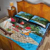 Antigua And Barbuda Christmas Quilt Bed Set Magnificent Frigatebird Dabbing Santa - Wonder Print Shop