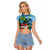 Antigua And Barbuda Christmas Raglan Cropped T Shirt Magnificent Frigatebird Dabbing Santa - Wonder Print Shop