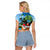 Antigua And Barbuda Christmas Raglan Cropped T Shirt Magnificent Frigatebird Dabbing Santa - Wonder Print Shop