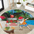 Antigua And Barbuda Christmas Round Carpet Magnificent Frigatebird Dabbing Santa - Wonder Print Shop