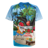Antigua And Barbuda Christmas Rugby Jersey Magnificent Frigatebird Dabbing Santa - Wonder Print Shop