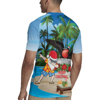 Antigua And Barbuda Christmas Rugby Jersey Magnificent Frigatebird Dabbing Santa - Wonder Print Shop