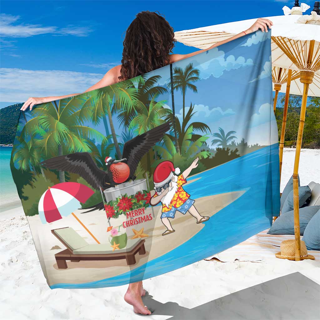 Antigua And Barbuda Christmas Sarong Magnificent Frigatebird Dabbing Santa - Wonder Print Shop
