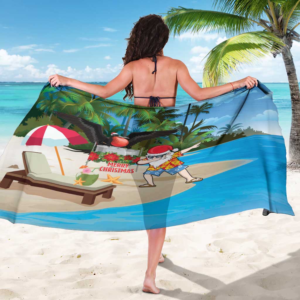 Antigua And Barbuda Christmas Sarong Magnificent Frigatebird Dabbing Santa - Wonder Print Shop